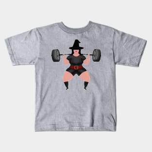 Powerlifter Witch Funny Halloween Gym Kids T-Shirt